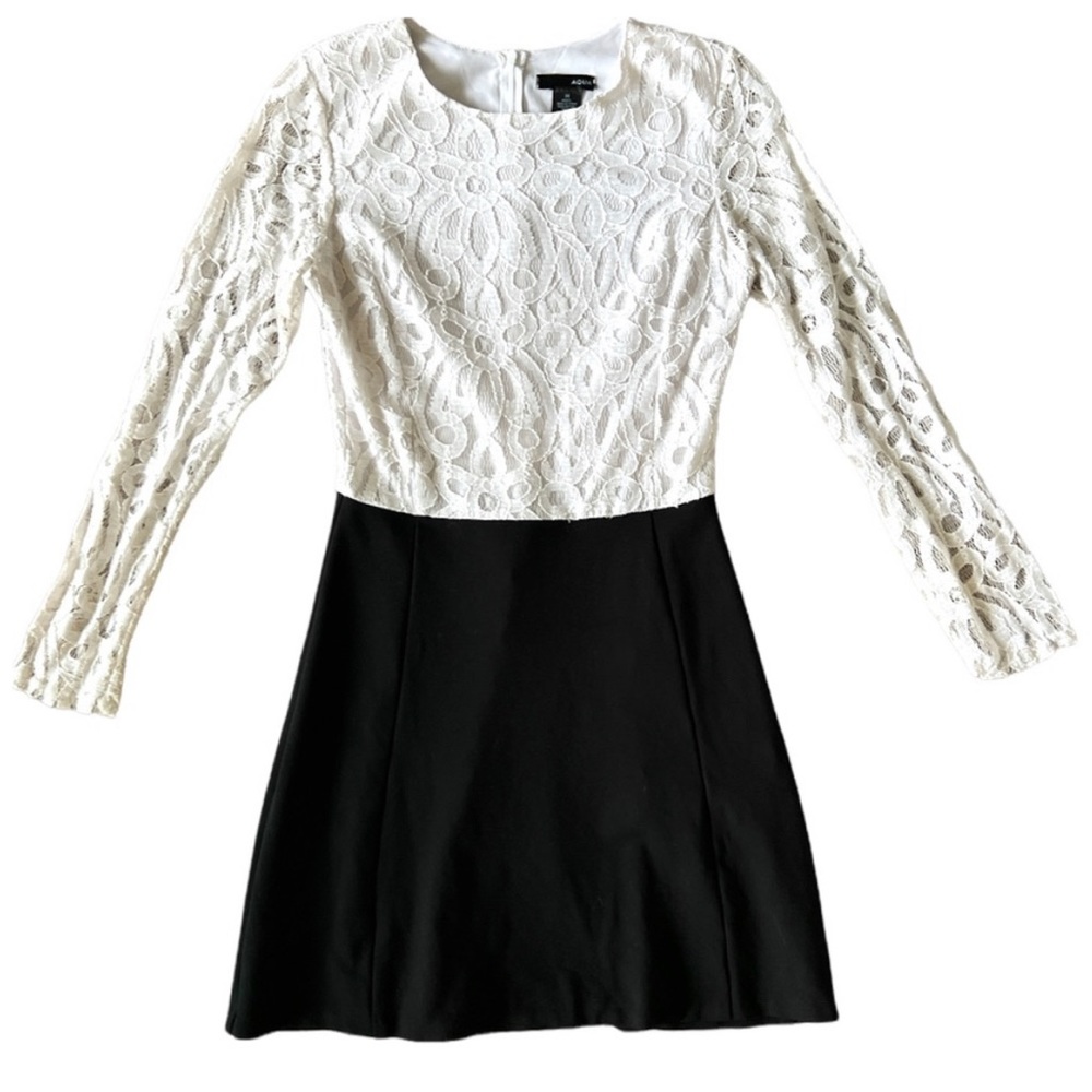 Aqua white lace and black dress size M - worn once